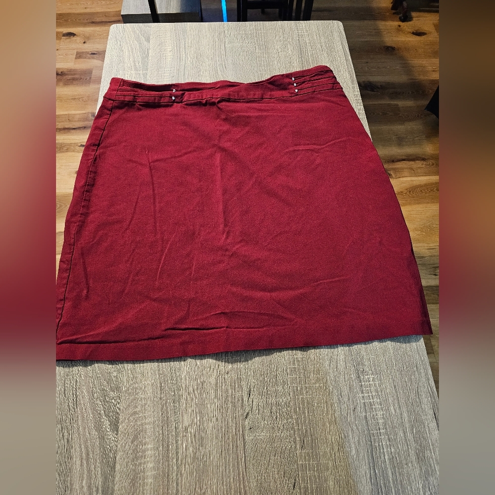 JM Collection Rich Burgundy A-Line Skirt
